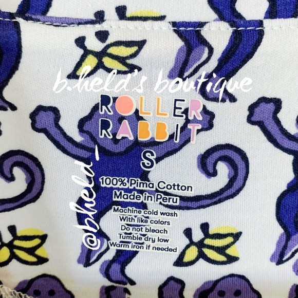 Roller Rabbit Monkey Polo Pajamas in Sapphire Monkey Blue Purple Size Small NWT - Picture 6 of 16